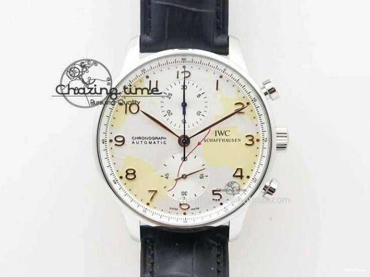 MIROTIME 0509 Minimalist Portuguese 40mm Chrono SS Black Dial On Black Leather Strap A 7382